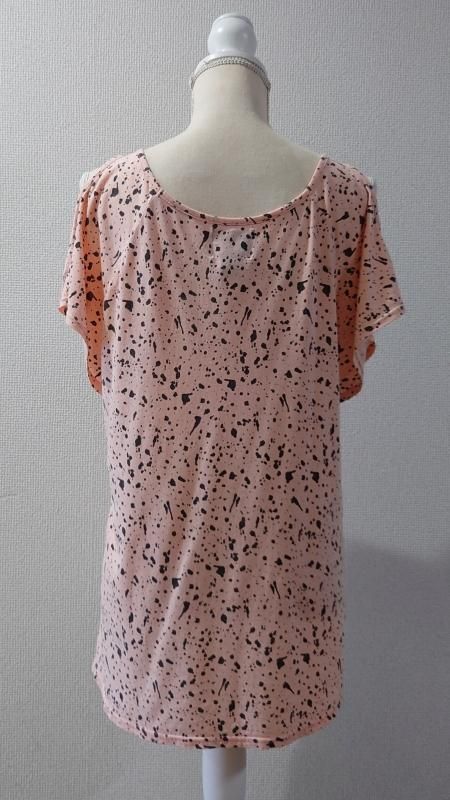 STUSSY 総柄 ロゴプリント オフショルダー Tシャツ ピンク M