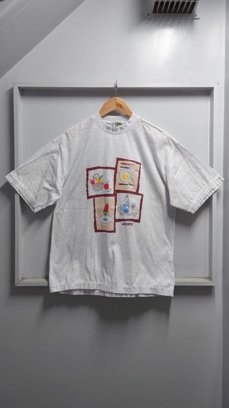 90s CHEMISE LACOSTE 󥰥륹ƥå Breakfast ץ T å奰졼 M Ⱦµ  (VINTAGE)