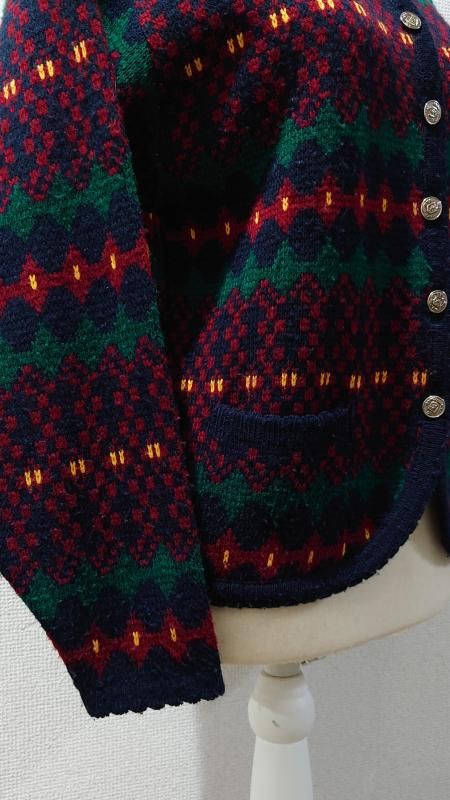 Vintage Tally-Ho ノルディック ニットカーディガン M 総柄