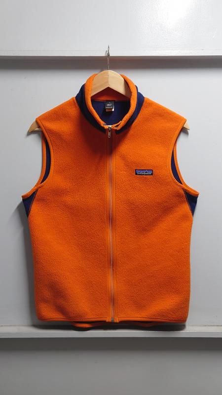 99's　USA製　パタゴニア　フライヤーベスト　マンゴー　表記(L) 90's patagonia USA製 “Flyer” フルジップ フリースベスト