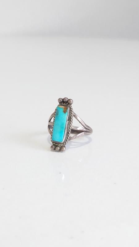 Indian Jewelry Sterling Silver Turquoise Ring 20 (VINTAGE)