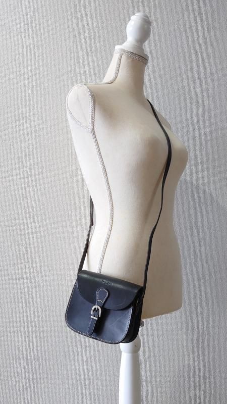 80-90's Courreges レザー ミニショルダーバッグ ブラック