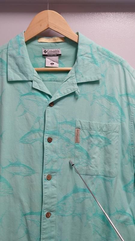 00's Columbia River Lodge “Fish Pattern” コットン×レーヨン