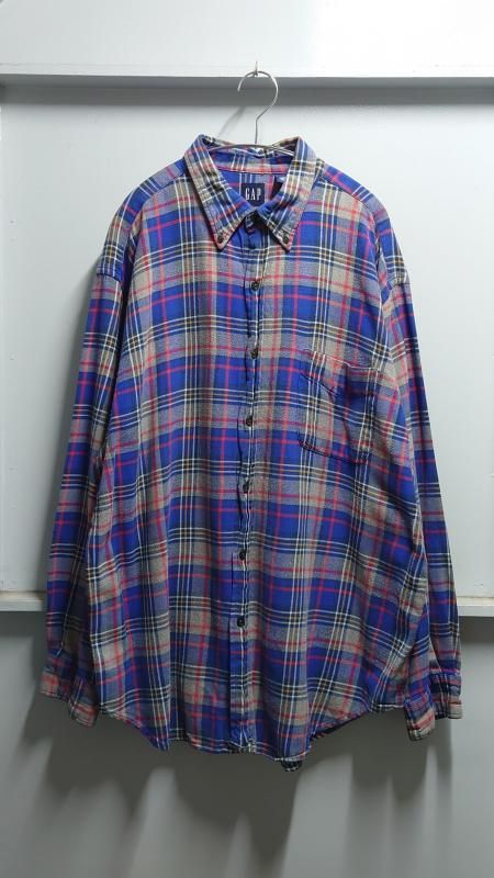 00's GAP チェック柄 フランネル BDシャツ XL (USED) - (jeudi)