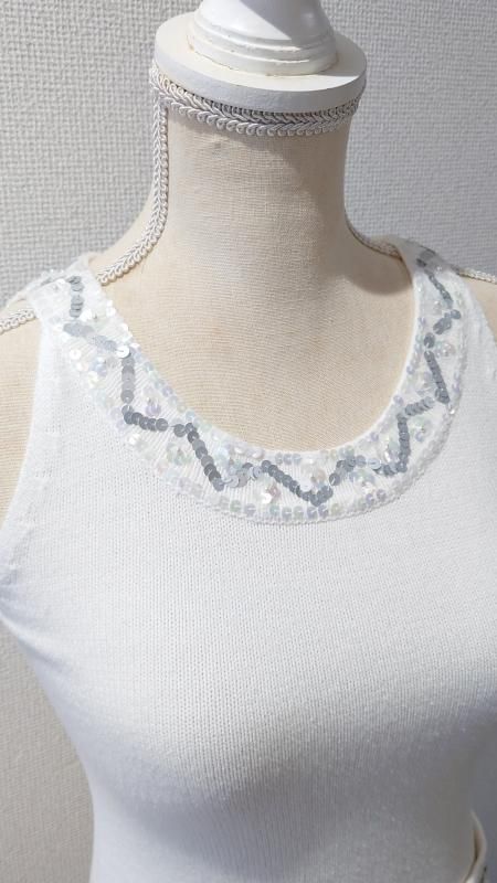 90's Courreges 21 “Spangle Decoration” ニットタンクトップ サイズ38