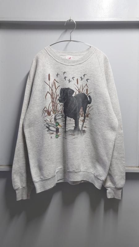 1988s Jerzees USA Dog Animal Art Print Sweat Shirt XL (VINTAGE)
