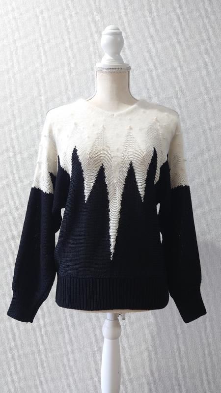 80-90s Jacqueline Zigzag Knit Sweater L (VINTAGE)