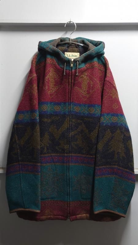 <img class='new_mark_img1' src='https://img.shop-pro.jp/img/new/icons6.gif' style='border:none;display:inline;margin:0px;padding:0px;width:auto;' />80s L.L.Bean ݥȥ Nordic Pattern Hooded Rug Jacket L (VINTAGE)