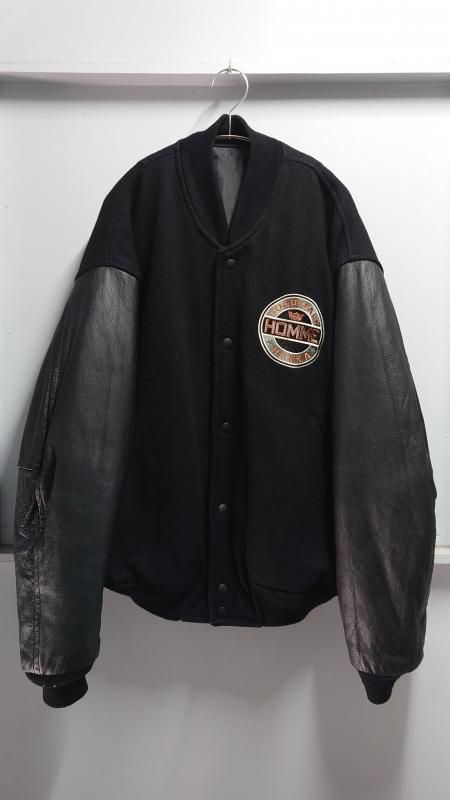 <img class='new_mark_img1' src='https://img.shop-pro.jp/img/new/icons5.gif' style='border:none;display:inline;margin:0px;padding:0px;width:auto;' />80s HAKKA HOMME Leather Sleeve Letterman Jacket (VINTAGE)