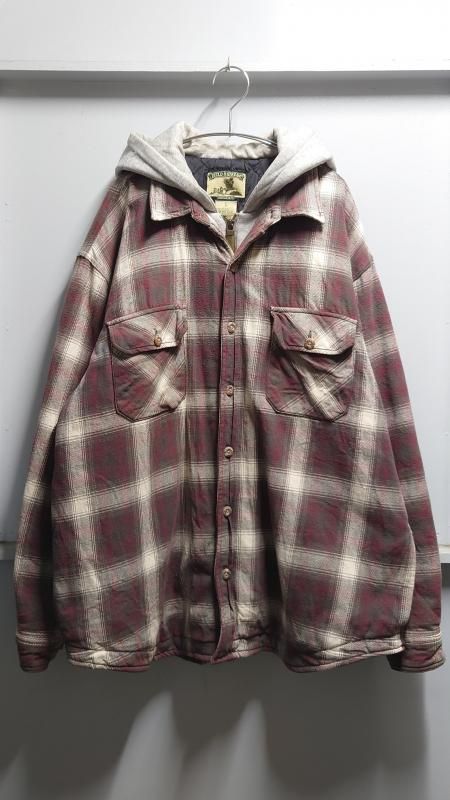 <img class='new_mark_img1' src='https://img.shop-pro.jp/img/new/icons6.gif' style='border:none;display:inline;margin:0px;padding:0px;width:auto;' />90s FIELD&STREAM Ombre Check Flannel Hoodie Shirt Jacket L (VINTAGE)