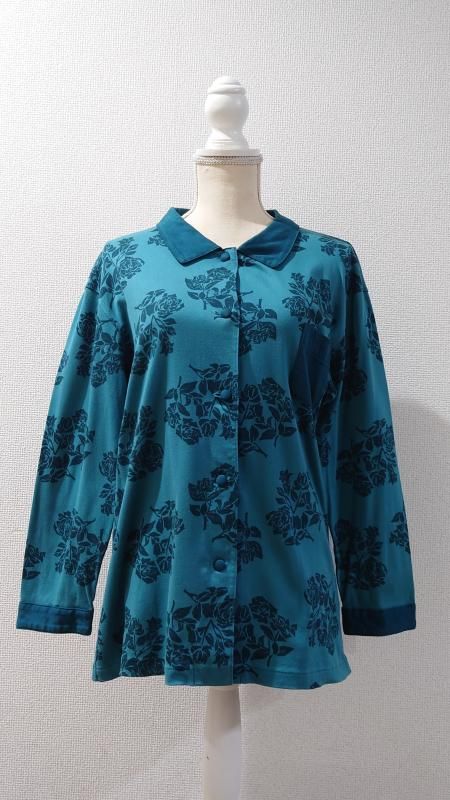 <img class='new_mark_img1' src='https://img.shop-pro.jp/img/new/icons7.gif' style='border:none;display:inline;margin:0px;padding:0px;width:auto;' />ungaro Rose Pattern Cotton Jersey Shirt L (USED)