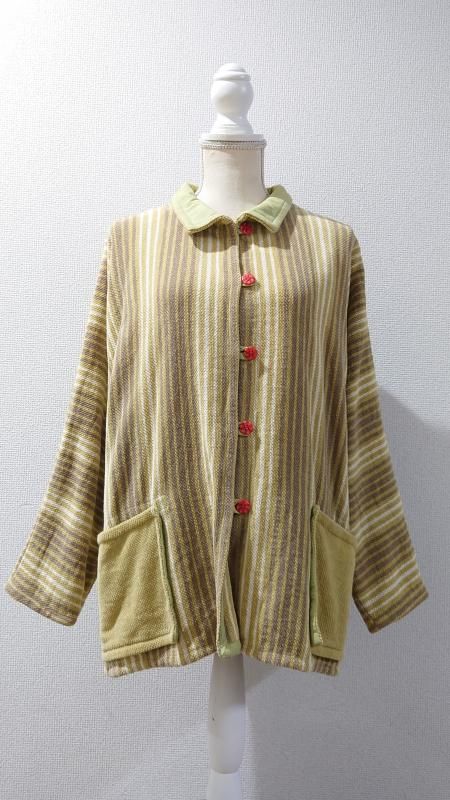 <img class='new_mark_img1' src='https://img.shop-pro.jp/img/new/icons6.gif' style='border:none;display:inline;margin:0px;padding:0px;width:auto;' />80-90s Annikki Karvinen Handmade Poppana Weaving Jacket M (VINTAGE)