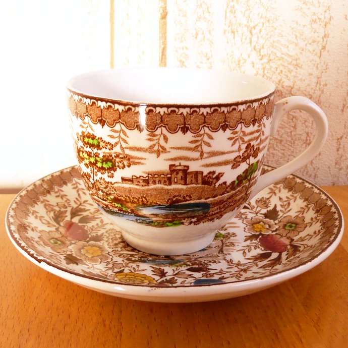 アンティーク食器｜リッジウェイ｜コーヒーカップ・デミタスカップ｜優しい茶色の景色が可愛い