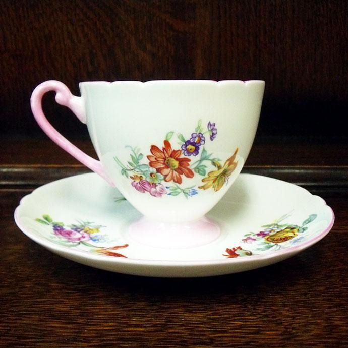 イギリスアンティーク シェリーShelley花柄ティーセット アンティーク食器｜シェリー(Shelley) ｜ティーカップ｜ピンクの