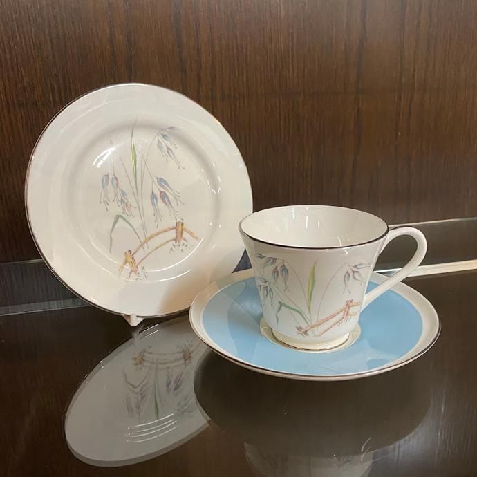 エインズレイ AYNSLEY ティーカップ 2客セット ブルー（リリー