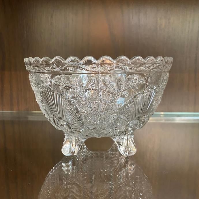 アンティーク雑貨｜ガラス食器｜脚付きボウル｜貝殻・珊瑚