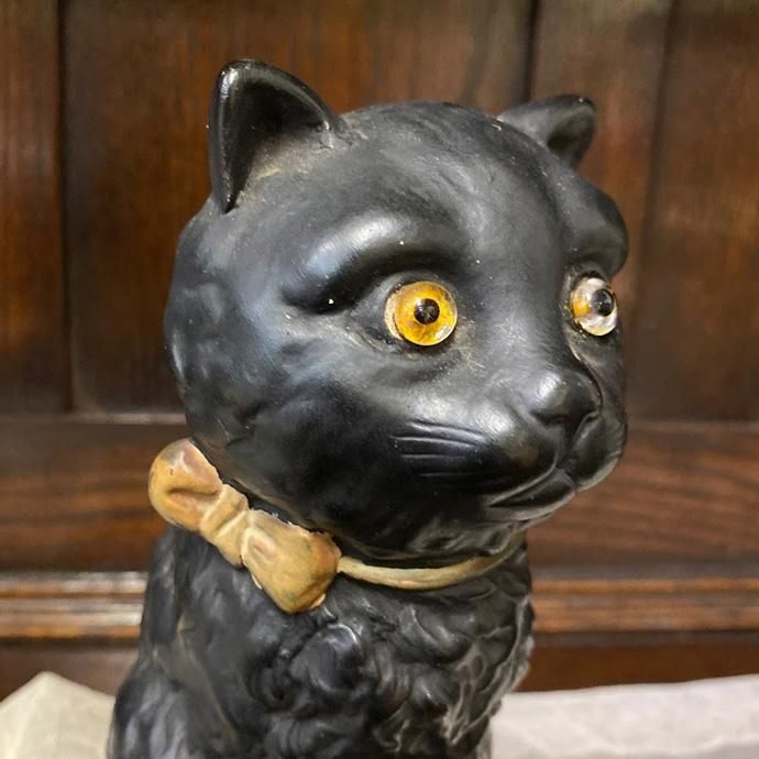 アンティーク雑貨|置物・フィギュア|陶磁器|黒猫・グラスアイ アンティーク雑貨|置物・フィギュア|陶磁器|黒猫・グラスアイ