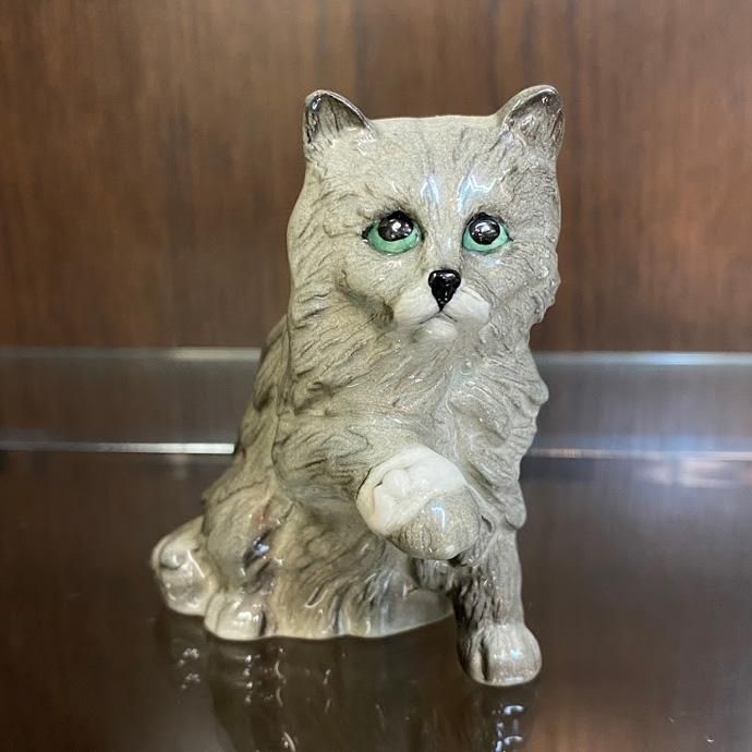 アンティーク雑貨 置物 フィギュア ペルシャ猫 グレー Royal Doulton ロイヤルドルトン 1969年頃