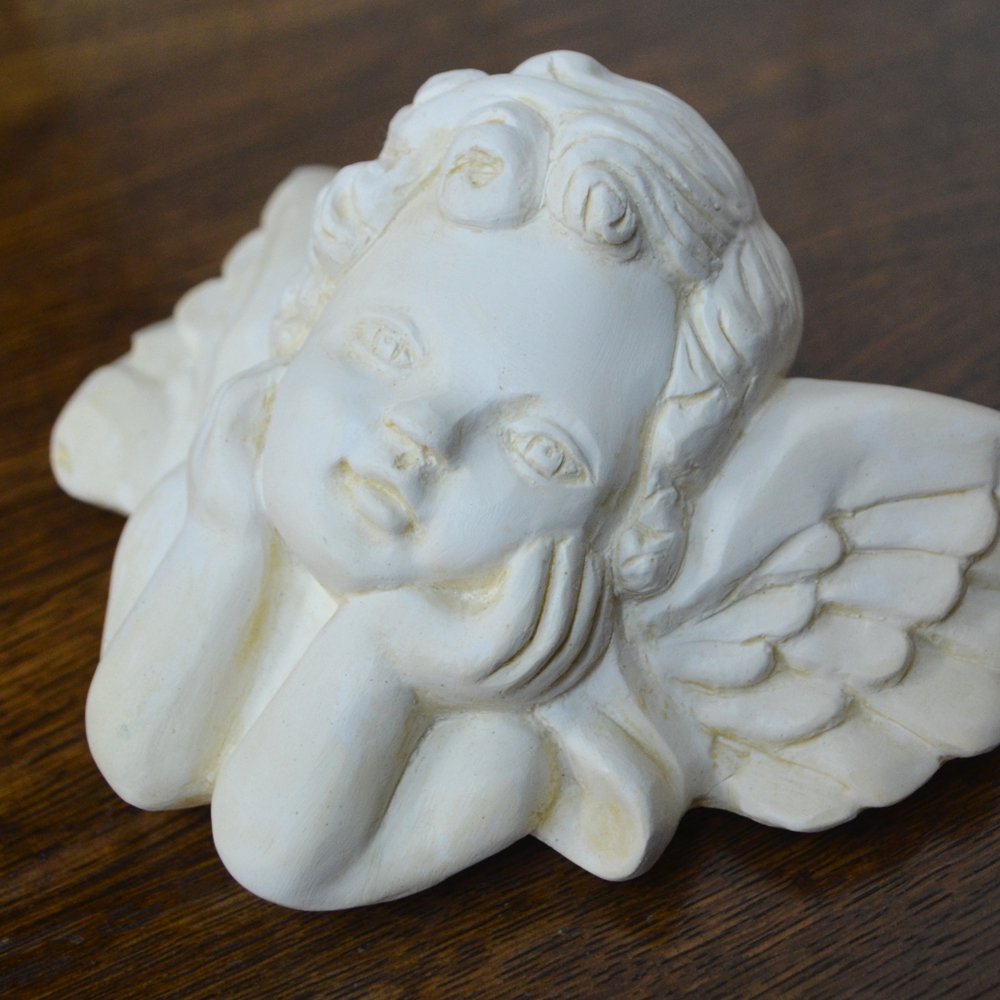 西洋壁彫刻天使のレリーフ　エンジェルプレートアンティーク調　ヴィンテージUSA製