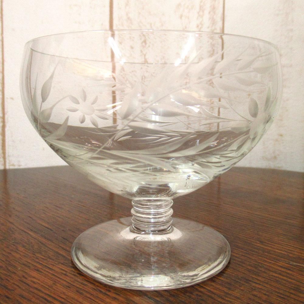 アンティーク雑貨｜ガラス食器｜デザートグラス｜花柄