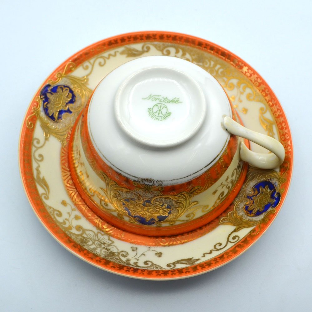 アンティーク食器｜Noritake オールドノリタケ｜トリオ カップ&ソーサー｜金盛り｜英国輸出用｜マルキ印｜1911-1941年頃