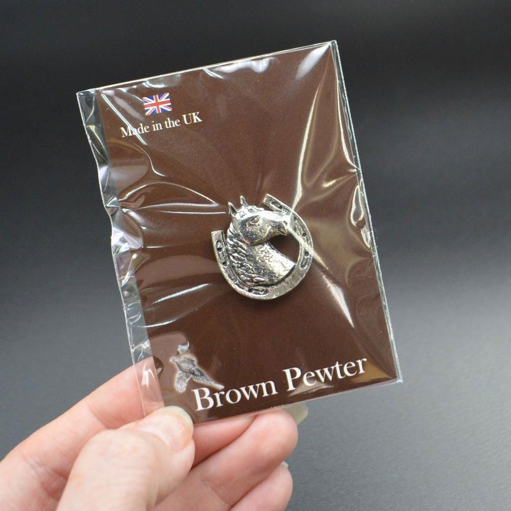 ピンバッジ｜どんぐりと葉｜ピューター製品｜英国製｜Brown