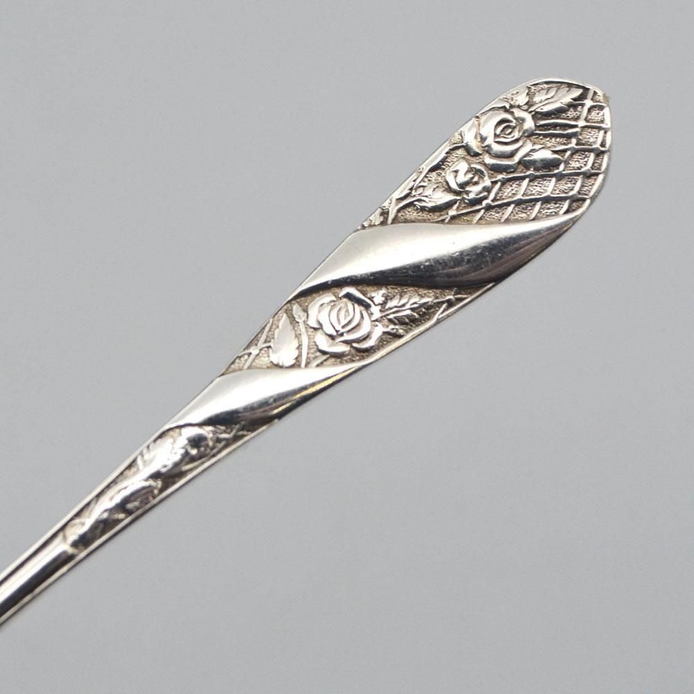 【John Sanderson】 【純銀ハンドル】ローズのティーナイフ 薔薇 ジョージ・ジェンセン「“Rose” ディナーフォーク&ナイフ セット