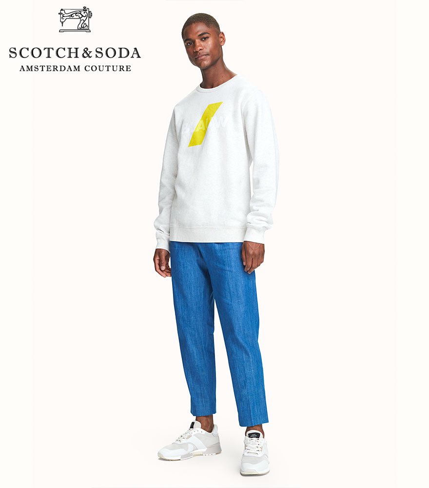 SCOTCH&SODA/スコッチ&ソーダ プリントスウェット cotton Blauw logo