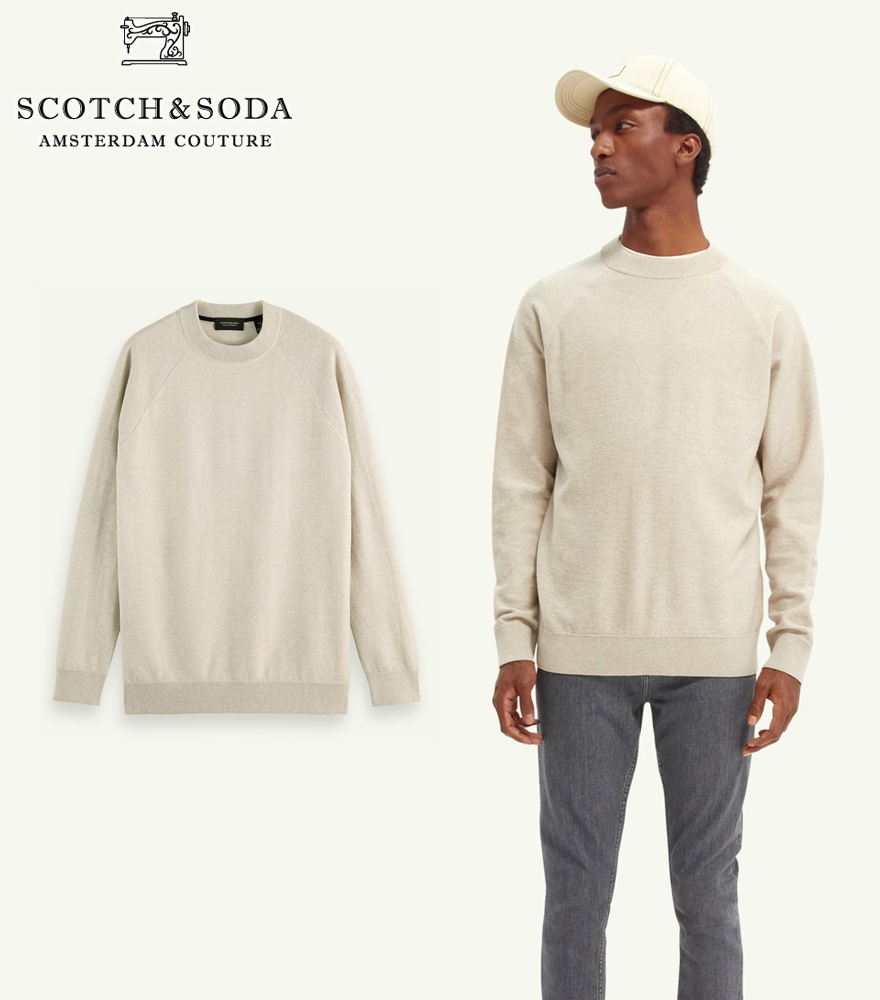 SCOTCH&SODA/スコッチ&ソーダ　ニット　Structured raglan-sleeved sweater　オフホワイト　292-45412【164010】
