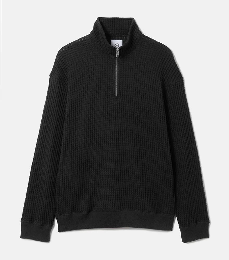 <img class='new_mark_img1' src='https://img.shop-pro.jp/img/new/icons14.gif' style='border:none;display:inline;margin:0px;padding:0px;width:auto;' />SEAGREEN/꡼BIG WAFFLE HALFZIP PULLOVERBLACK