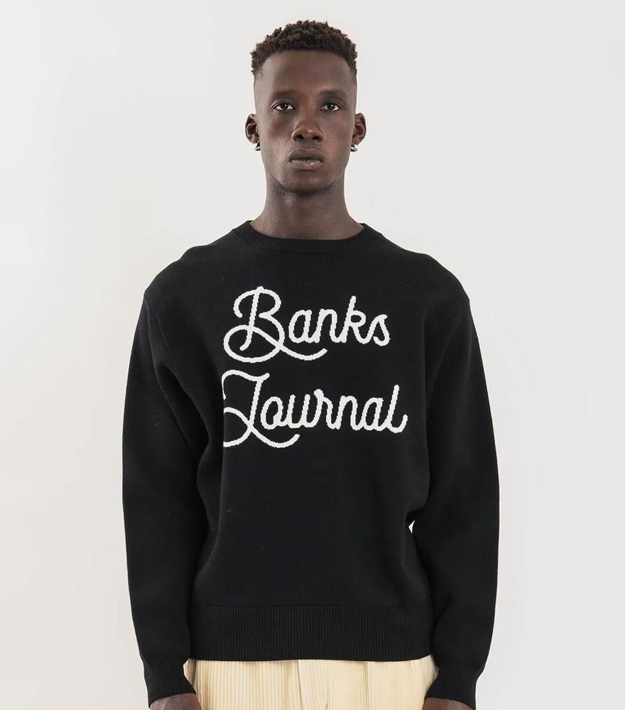 <img class='new_mark_img1' src='https://img.shop-pro.jp/img/new/icons14.gif' style='border:none;display:inline;margin:0px;padding:0px;width:auto;' />BANKS JOURNAL/バンクス ジャーナル ニット JAQUARD LETTERS KNIT:ブラック
