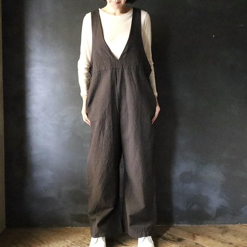 YAMMA 会津木綿 前後で着られる サロペット スミクロ - copse