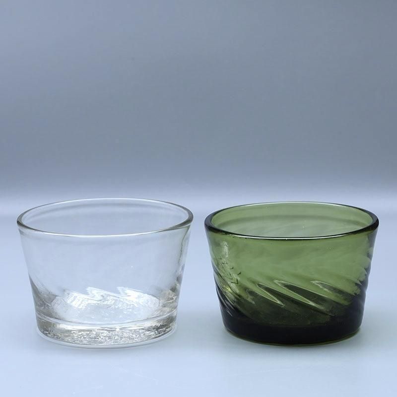 迫二郎作　金箔貼り渕ガラス鉢　オリーブグリーン 迫二郎作 金箔貼り渕ガラス鉢 オリーブグリーン USH-25_green1