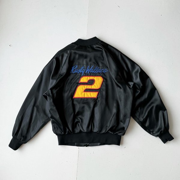 1980's UNKNOWNSATIN JACKET BLACK (L)