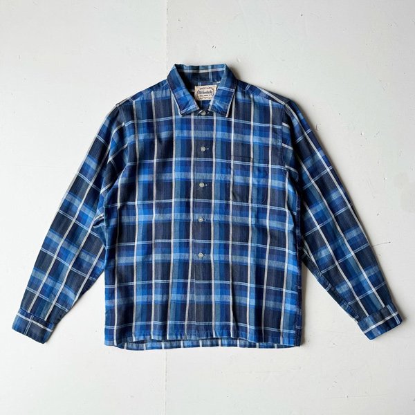 1960's OLD KENTUCKY OPEN COLLAR CHECK SHIRT (ABOUT S〜M)