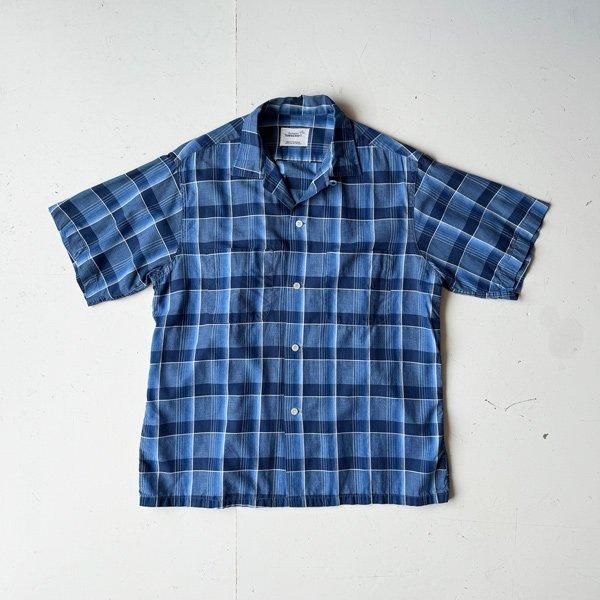 1960's TOWN CRAFT OPEN COLLAR CHECK SHIRT (M)