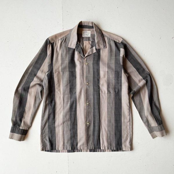 1960's SEARS OPEN COLLAR STRIPE SHIRT (SMALL)