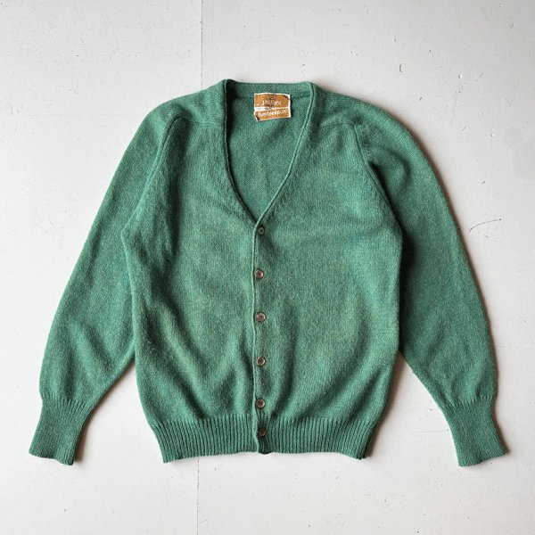 1970's JANTZEN WOOL CARDIGAN MIX GREEN SIZE M (S〜M)