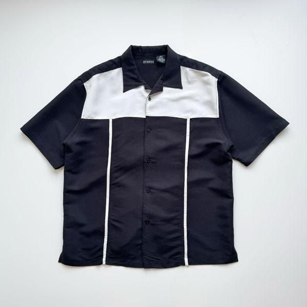 1990's GEORGE RAYON  POLYESTER SWITCHING SHIRT SIZE L (L〜XL)