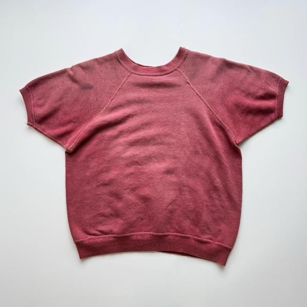 1960's UNKNOWNHALF SLEEVE SWEAT SHIRT FADE  BURGUNDY SIZE ɽʥ (M)