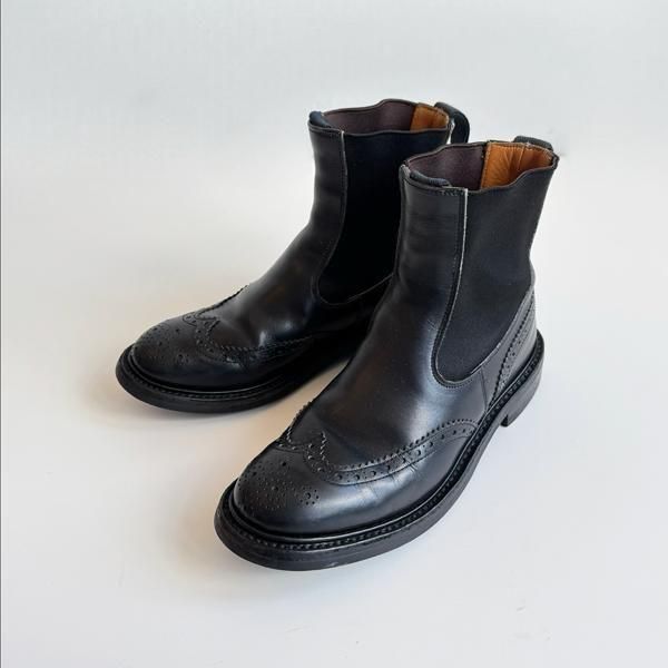 USEDTRICKER'S HENRY WINGCHIP LEATHER SIDEGORE BOOTS BLACK SIZE ɽʥ (25cm)
