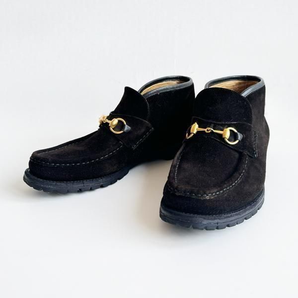 1990'sGUCCI HORSEBIT SUEDE LEATHER MOCCASIN  BOOTS DARK BROWN SIZE 9 1/2 D(27.5cm)