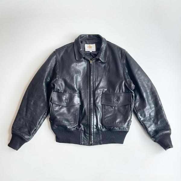 1970's GOLDEN BEAR A-2 TYPE LEATHER JACKET BLACK SIZE 42 (L)