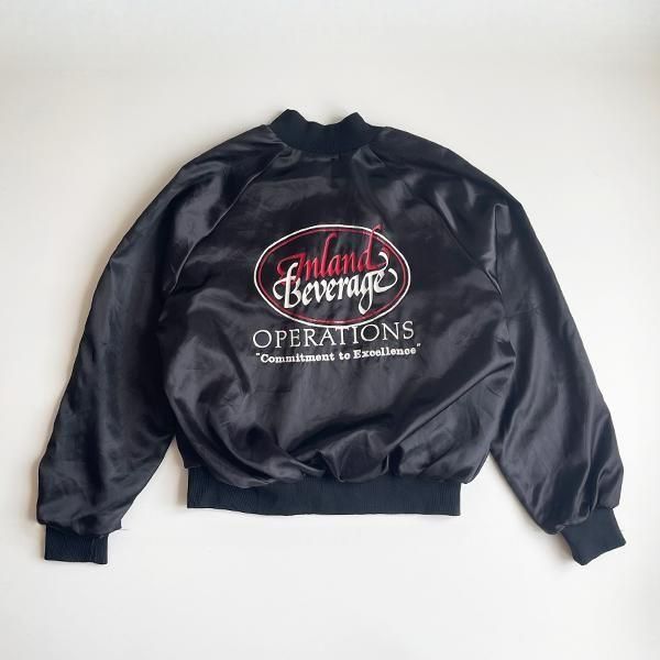1980's AUBURNSATIN JACKET BLACK SIZE XXL