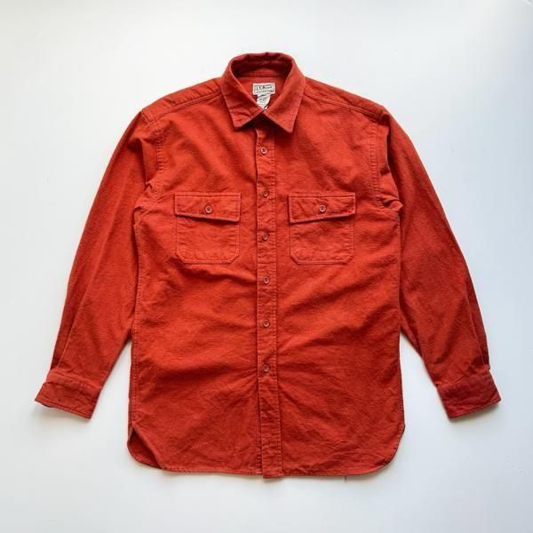 2000's L.L.BEANCOTTON CHAMOIS CLOTH  SHIRTS ORANGE  SIZE SM REG (M)