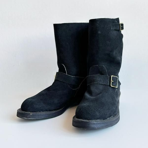 USED THOROGOOD ENGINEER BOOTS BLACK SUEDE SIZE 8 1/2 D (26.5cm)