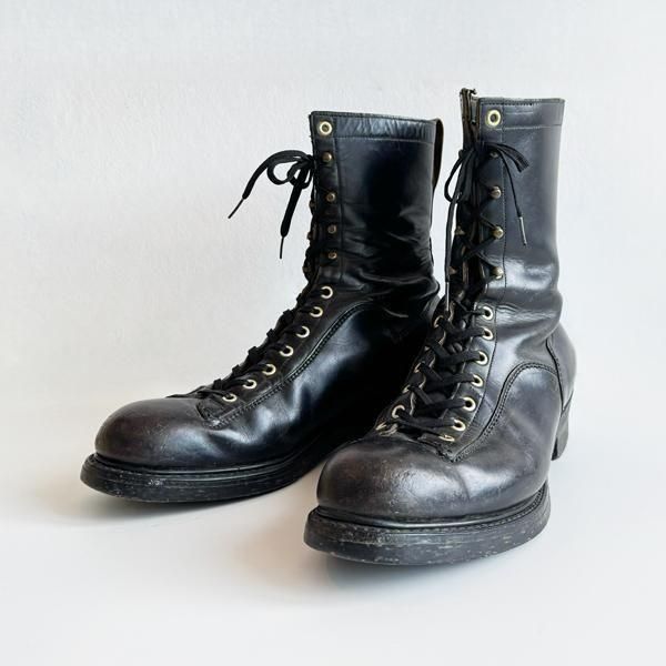 1970'S UNKNOWN LINEMEN BOOTS BLACK SIZE 8 1/2 D (26.5cm)