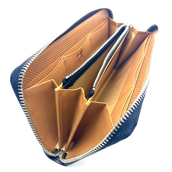 【アリゾナ】イタリアンベジタブルレザーを使った本格化長財布<br>ラウンドファスナー長財布