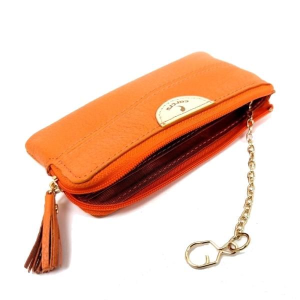 オーダー品ファスナー小銭入れグリーン×オレンジ