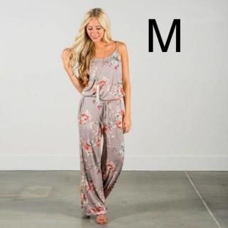 新品☆花柄キレイ♪オールインワン ベージュ M